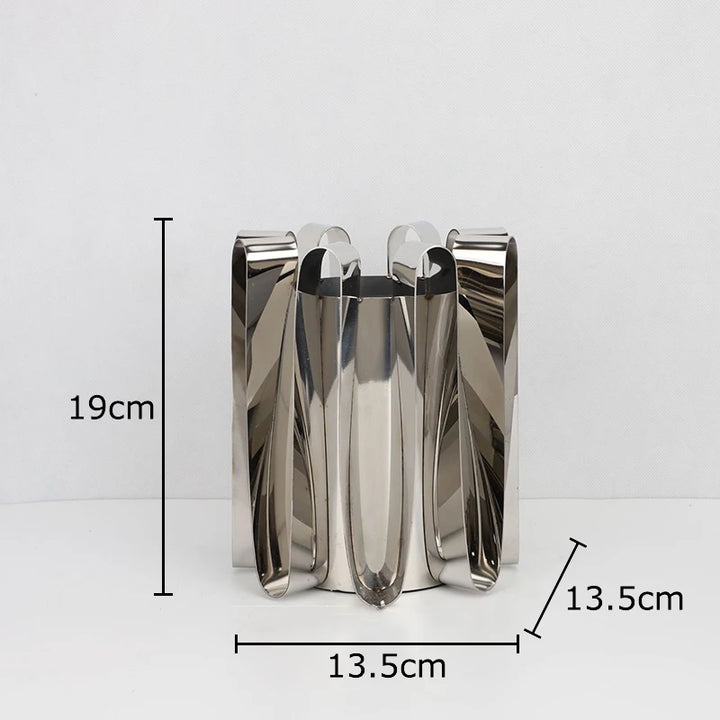 Silver-Plated Metal Vase – Modern Decorative Flower Pot