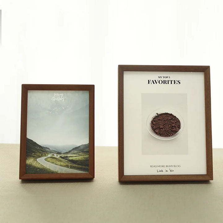 Minimalist Solid Wood Photo Frame – Nordic Style Beech & Ebony Tabletop Display for Home or Office