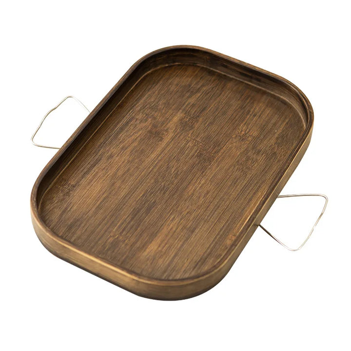 Bamboo Fruit Plate Tray – Modern Minimalist Serving Tray for Tea Table, Coffee Corner, or Small Mobile Tabletop