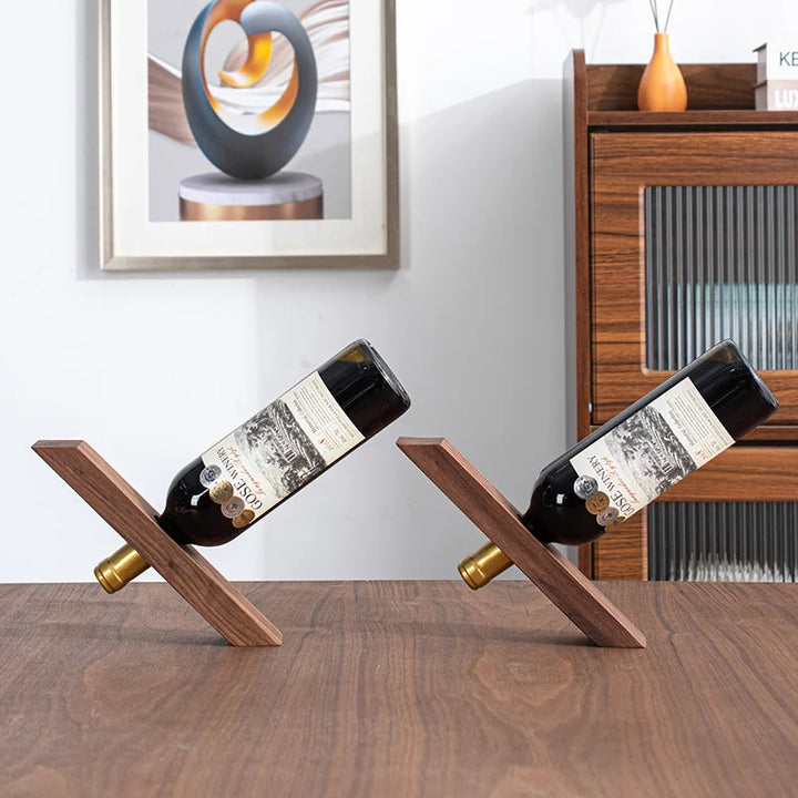 Modern Wooden Wine Rack – Minimalist Slanted Bottle Holder for Wine Cabinet or Bar Decor