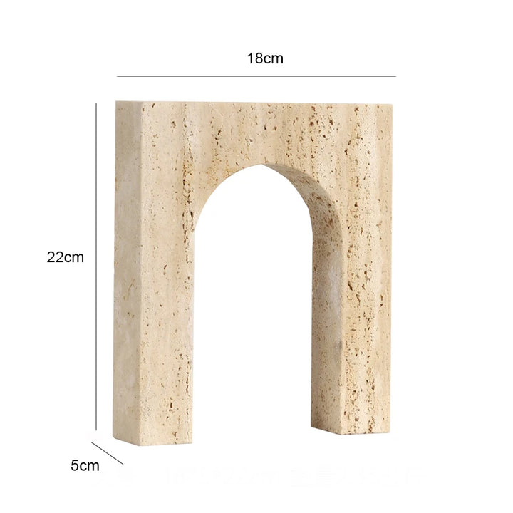 Travertine Marble Arch Sculpture – Minimalist Stone Home Decor