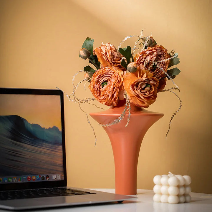 French Cream Ceramic Vase – Minimalist Nordic Centerpiece