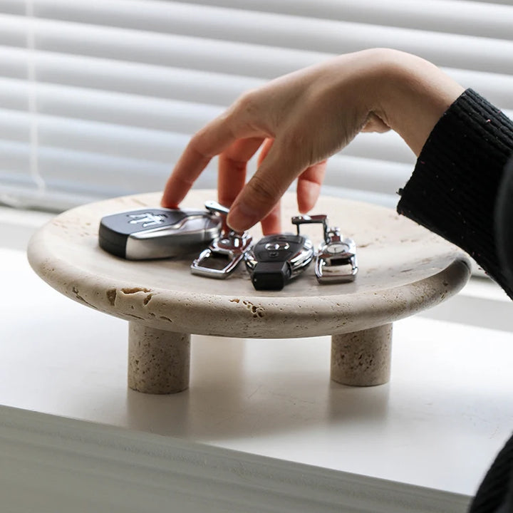 Wabi Sabi Travertine Decorative Tray – Marble Fruit Bowl