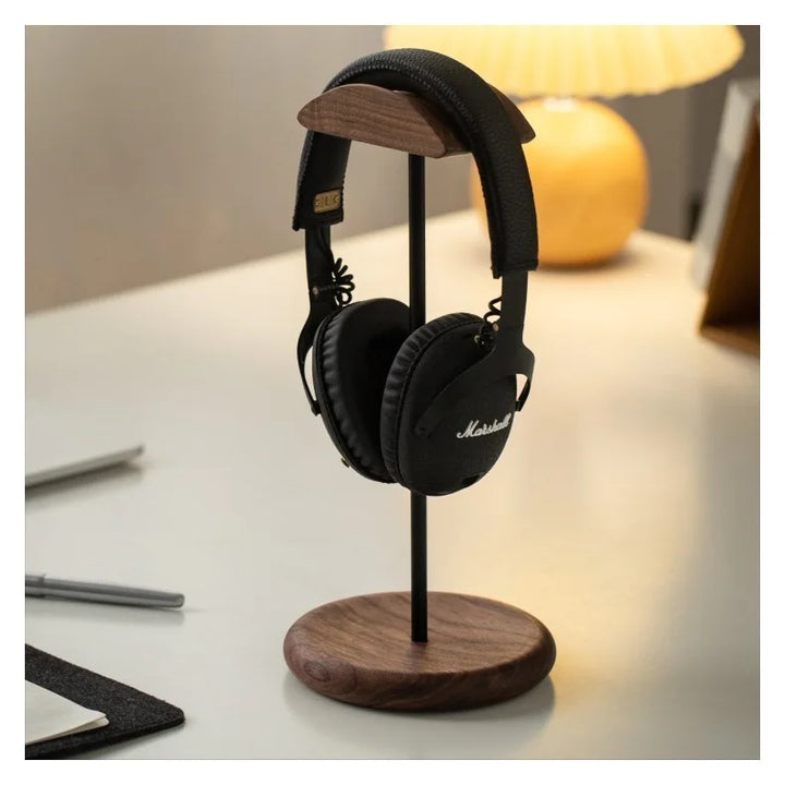 Black Walnut Wooden Headphone Stand – Minimal Desk Rack