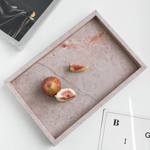 Pink Marble Vanity Tray – Natural Stone Perfume & Jewelry Organizer