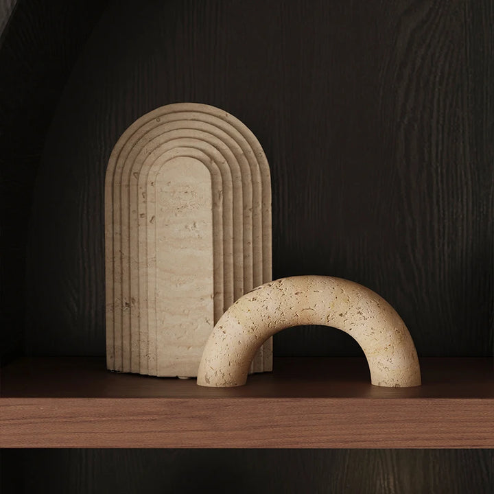 Modern Travertine Arch Sculpture – Decorative Statue