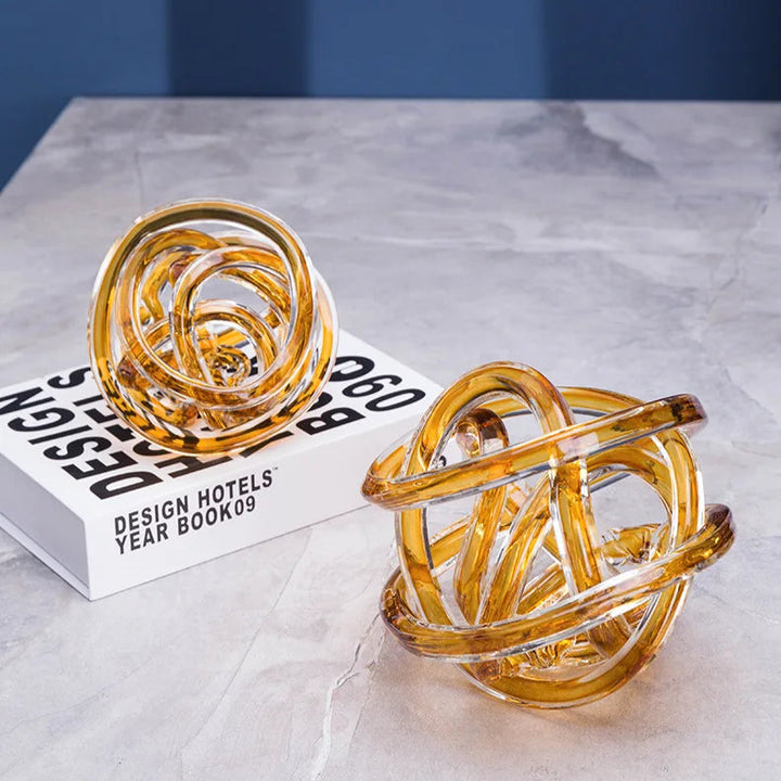 Twisted Glass Chain Sculpture – Modern Transparent Decor