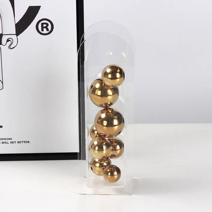 Golden & Silver Acrylic Sphere – Modern Desk Art Ornament