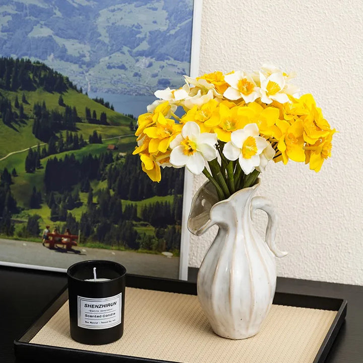 One-Handled Ceramic Vase – Modern Nordic Minimalist Decor