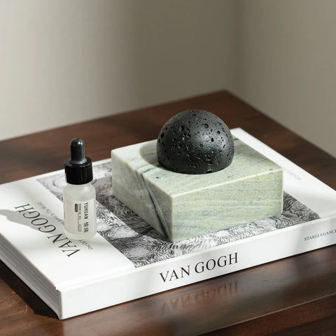 Black Lava Stone Diffuser with Marble Base – Luxury Home SPA
