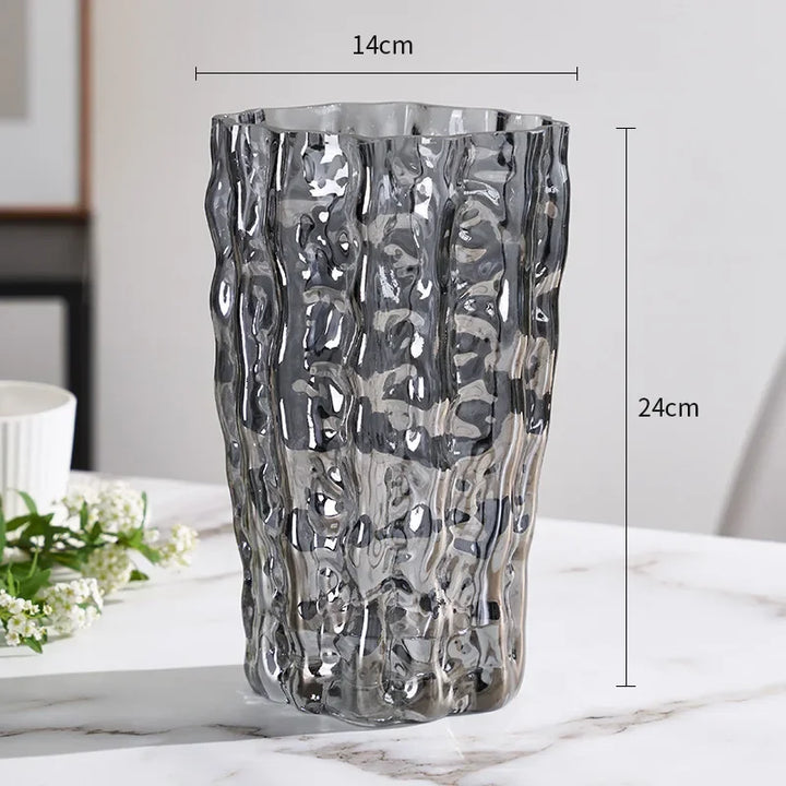 Creative Glacier Glass Vase – Modern Transparent Decor