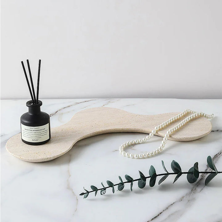 Irregular Natural Travertine Marble Tray – Jewelry, Vanity & Perfume Display Dish for Bathroom, Bedroom or Kitchen Decor