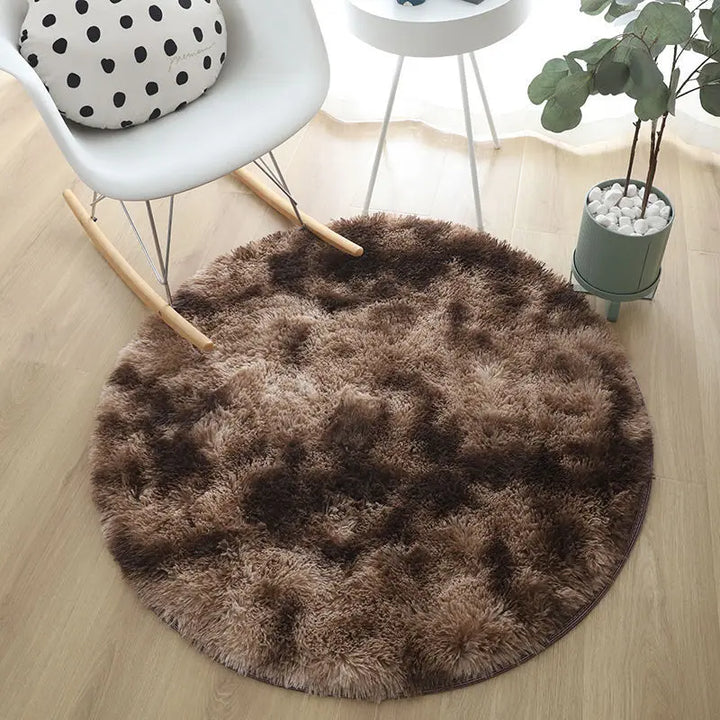 Round Plush Rug – Soft Fluffy Carpet for Living Room & Bedroom