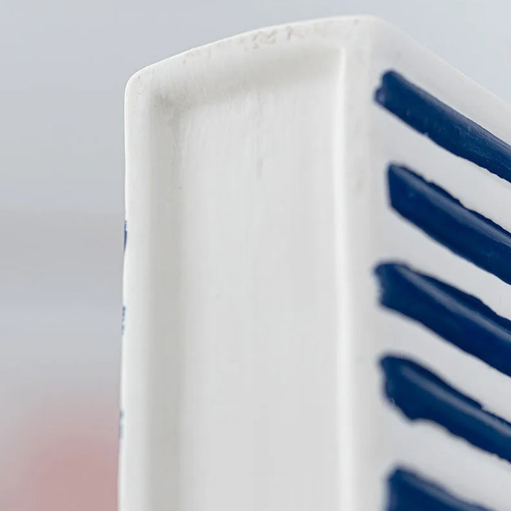 Blue and White Striped Ceramic Vase – Modern Decor