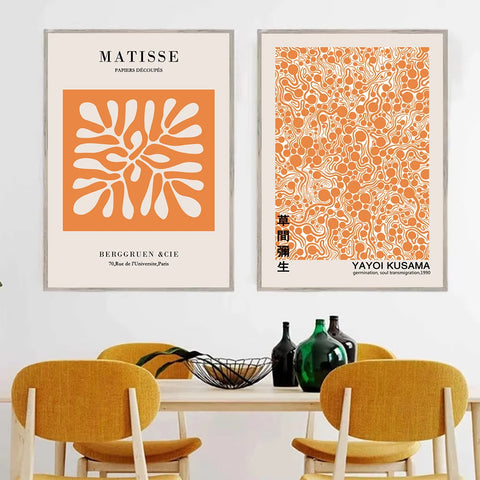 Orange Matisse & Yayoi Kusama Canvas – Modern Wall Art