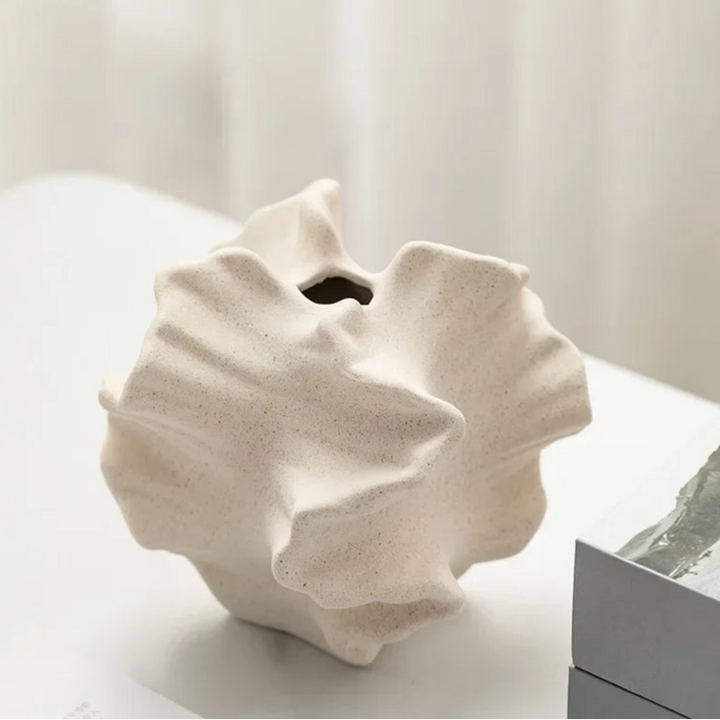 Abstract Ceramic Wrinkle Vase – Modern Decorative Flower Pot