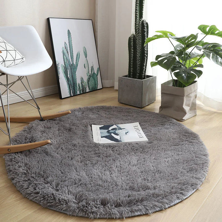 Round Plush Rug – Soft Fluffy Carpet for Living Room & Bedroom