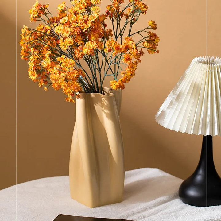 Colorful Curved Ceramic Vase – Modern Table Centerpiece