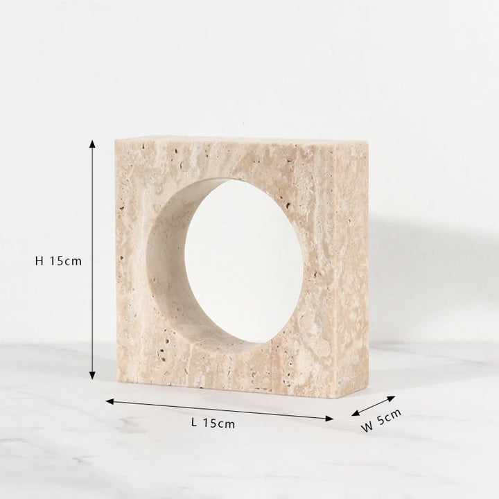 Minimalist Travertine Stone Sculpture – Luxury Natural Marble Ornament for Coffee Table, Shelf, Entryway, or Living Room Decor