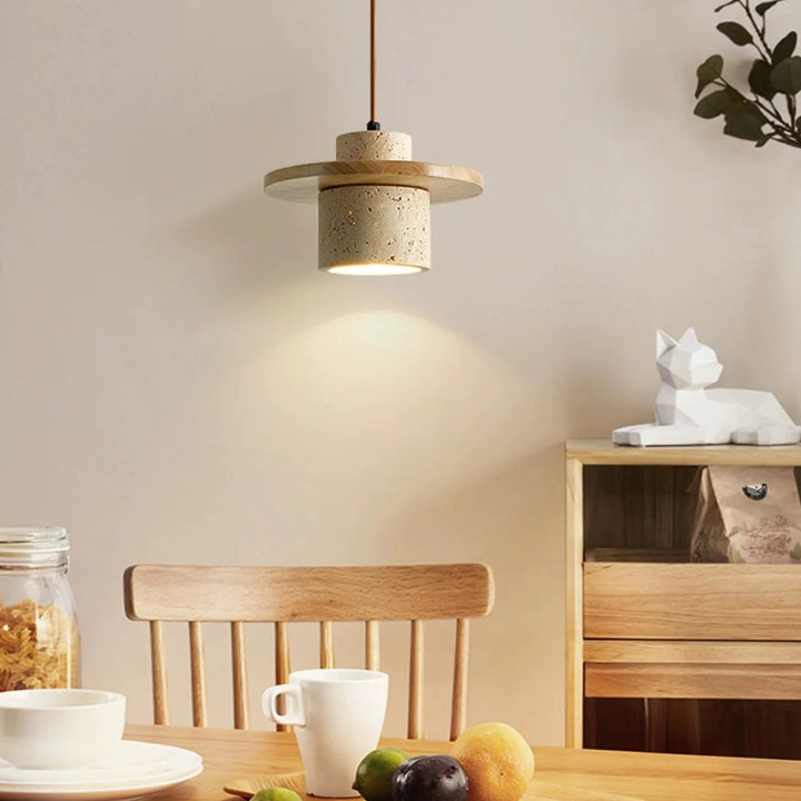 Japanese Minimalist Stone Pendant Light – LED Indoor Lamp