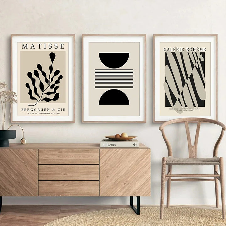 Abstract Beige Matisse Line Art Canvas for Modern Decor