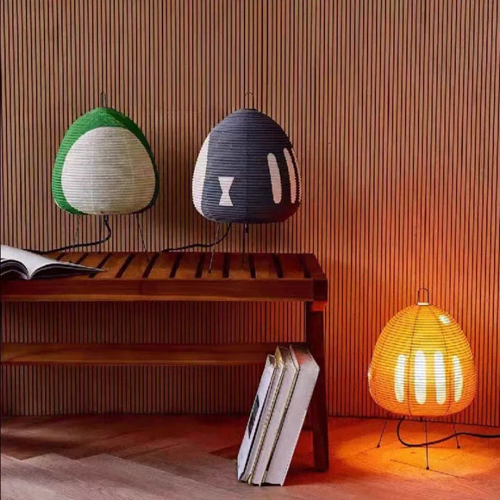 Minimalist Rice Paper LED Table Lamp – Retro Japanese Style Decorative Lighting for Bedroom & Living Room