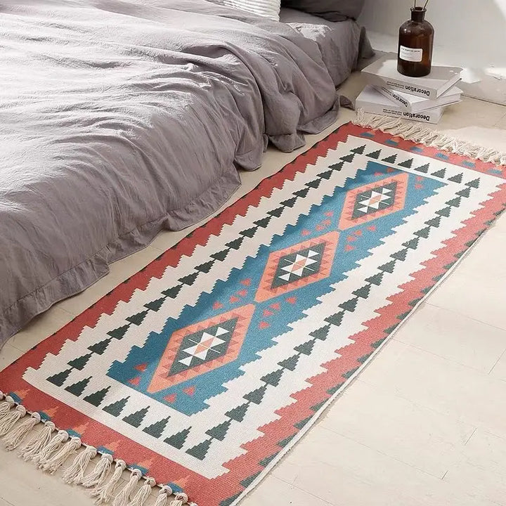 Nordic Moroccan Printed Carpet – Hand-Woven Cotton Rug