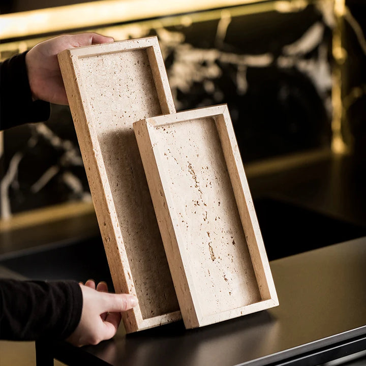 Natural Travertine Counter Tray for Bathroom & Kitchen