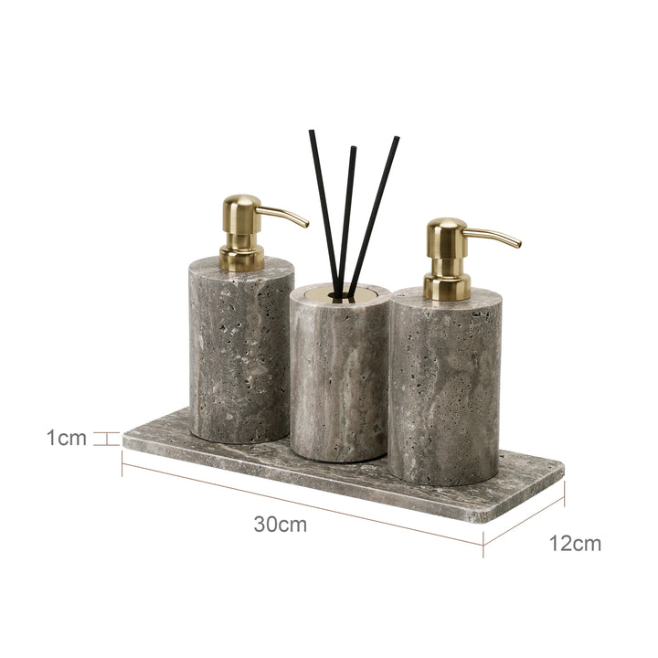 Grigio Travertine Bathroom Set – Natural Marble Accessories