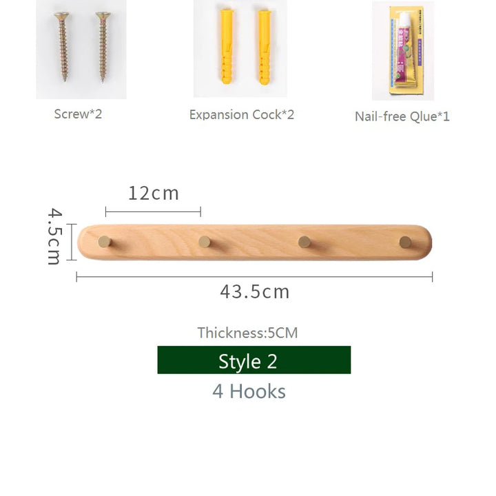 Black Walnut Wall Hook with Brass – Modern Clothes Hanger