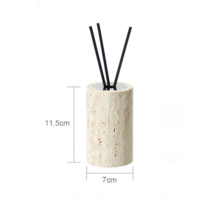 Beige Travertine Marble Bathroom Set – 9-Piece Natural Stone Accessories with Soap Dispenser, Diffuser, Tray & More