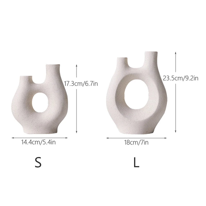 Nordic White Ceramic Vase – Modern Decorative Flower Vase with Unique Shape for Living Room, Bedroom & Home Decor