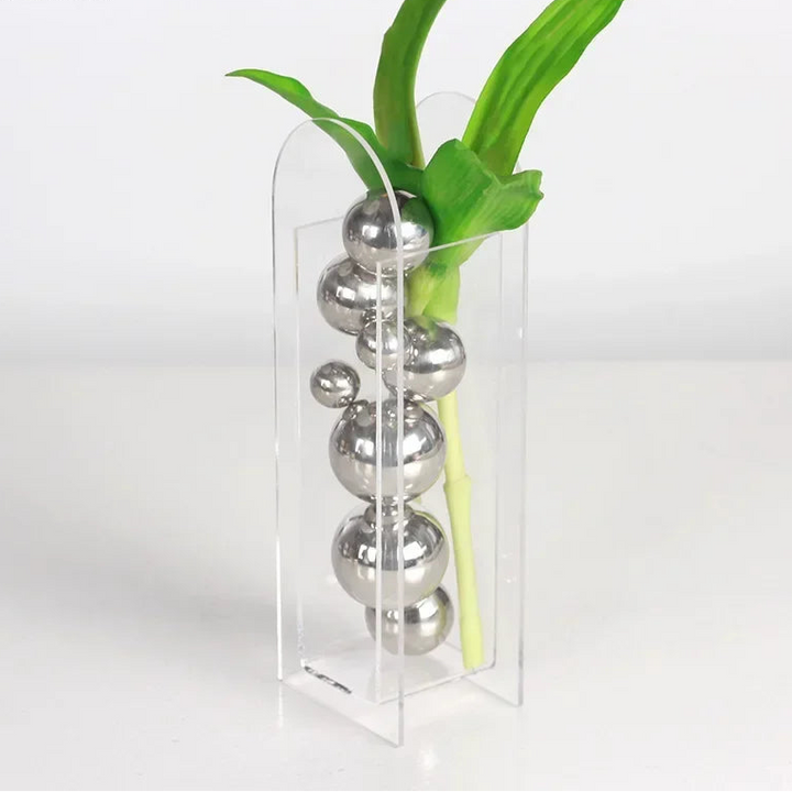 Golden & Silver Acrylic Sphere – Modern Desk Art Ornament