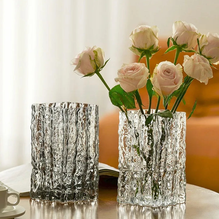 Creative Glacier Glass Vase – Modern Transparent Decor