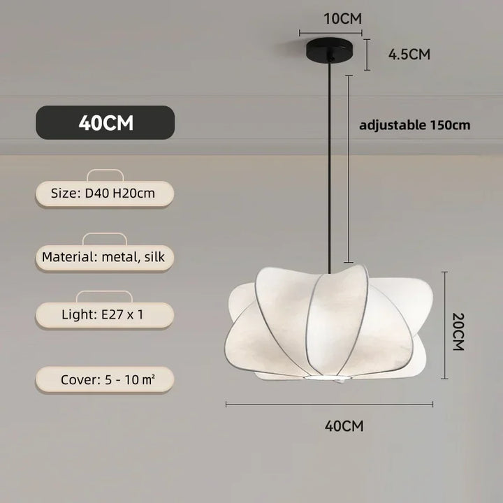 Wabi Sabi Silk LED Pendant Light – Japanese Style Lamp