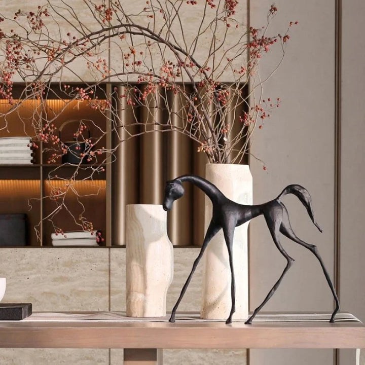 Minimalist Marble Travertine Vase – Scandinavian Table Decor