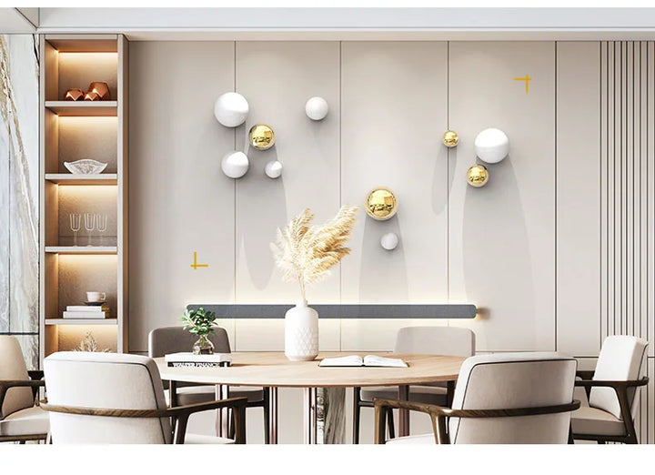 Golden and Silver Ball Wall Hanging Set – Modern Decor