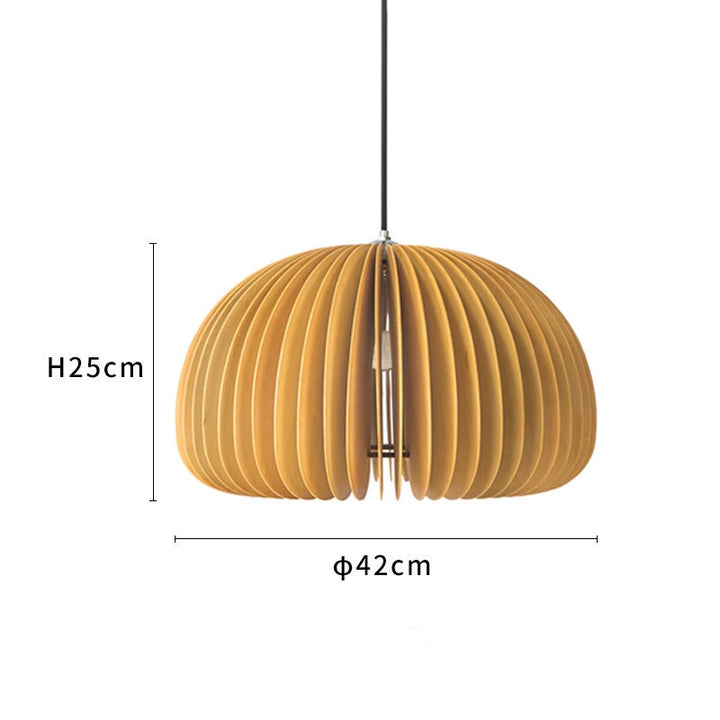 Modern Wooden Pendant Light – Japanese Style Pumpkin Chandelier for Bedroom, Restaurant, Hotel or Living Room Decor