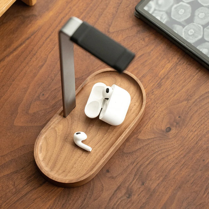 Wood and Metal Headphone Stand – Universal Desktop Holder