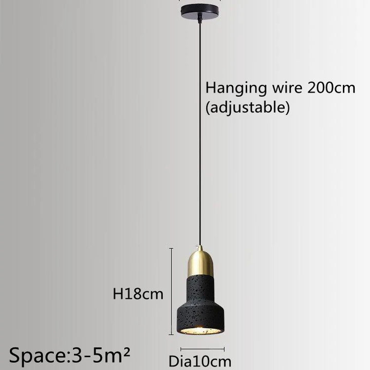 Industrial Black Stone Pendant Lamp – Nordic Retro LED Chandelier