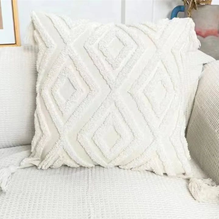 Boho Tufted Pillow Cover – Tassel Cotton Cushion Case