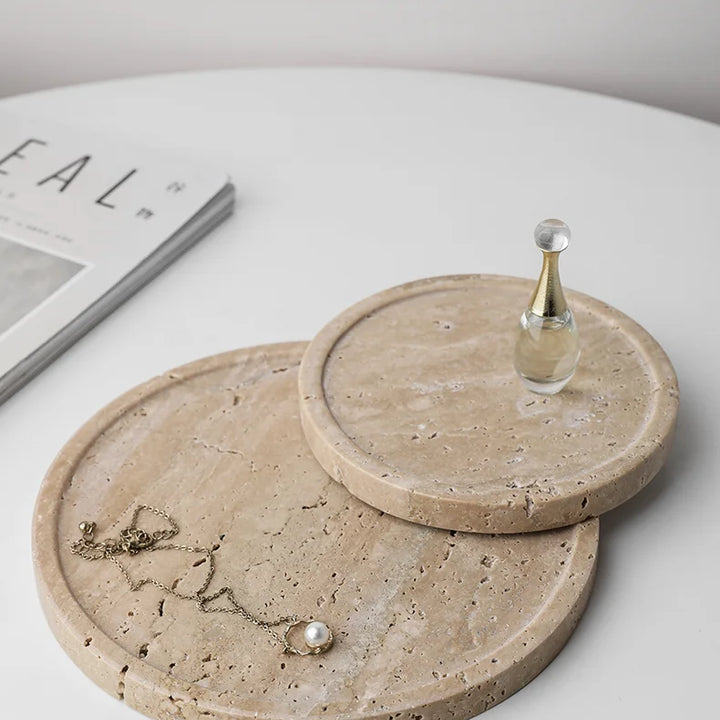 Minimalist Travertine Marble Tray – Vanity & Jewelry Decor