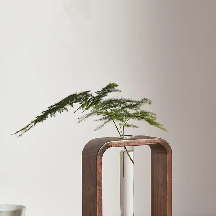 Rectangle Solid Wood Hydroponic Vase – Retro Glass Terrarium