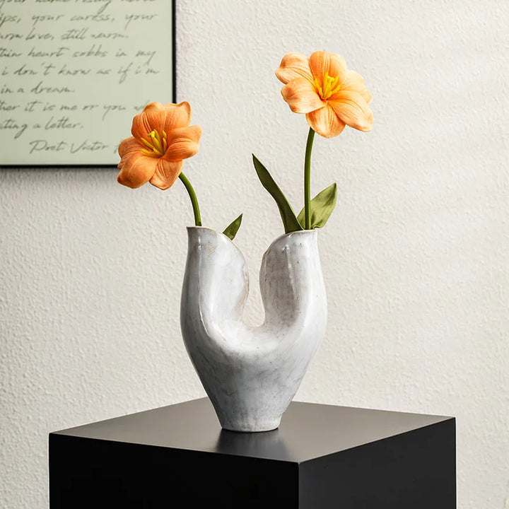 Double Mouth Ceramic Vase – Nordic Retro Home Decor