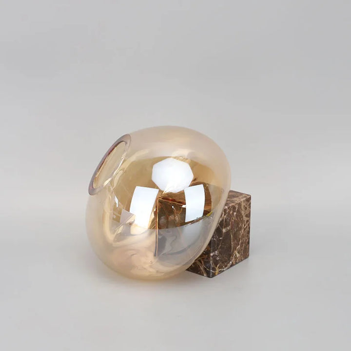 Brown Glass Vase with Marble Base – Modern Desk Flower Pot