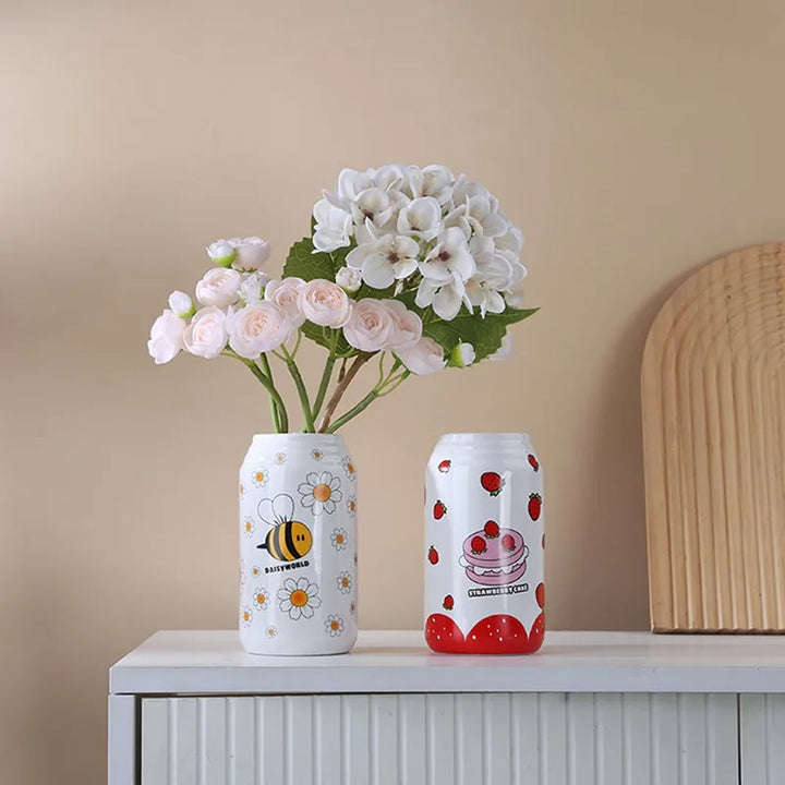 Pop Art Ceramic Can Vase – Modern Flower Holder