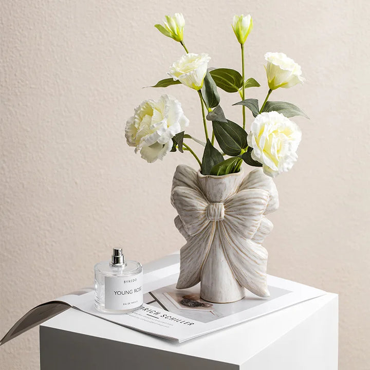 Ceramic Bow Vase – Modern Flower Pot for Home & Office