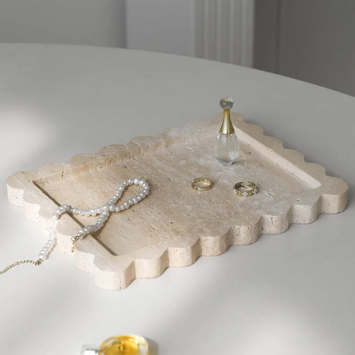 Travertine Scalloped Edge Vanity Tray