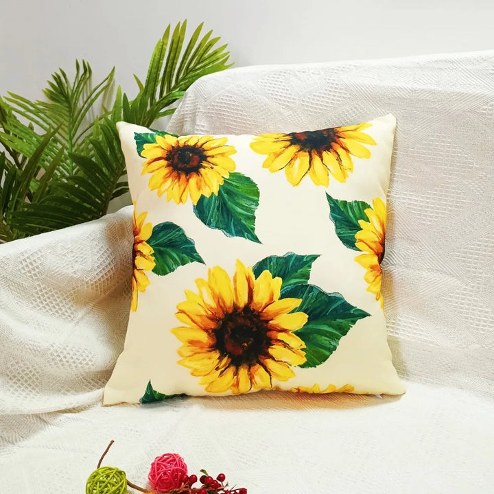 Splash-Proof Outdoor Pillow Cover – Blue Leaf Print