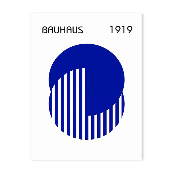 Blue Bauhaus Abstract Art Poster – Modern Canvas Wall Print